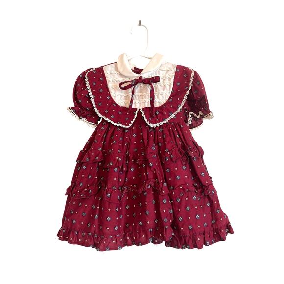 Martha's Miniatures vintage short sleeve dress red ruffles petticoat Size 3T - Picture 1 of 10